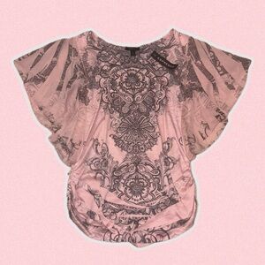 Espresso Pink Paisley Dolman Sleeve Blouse